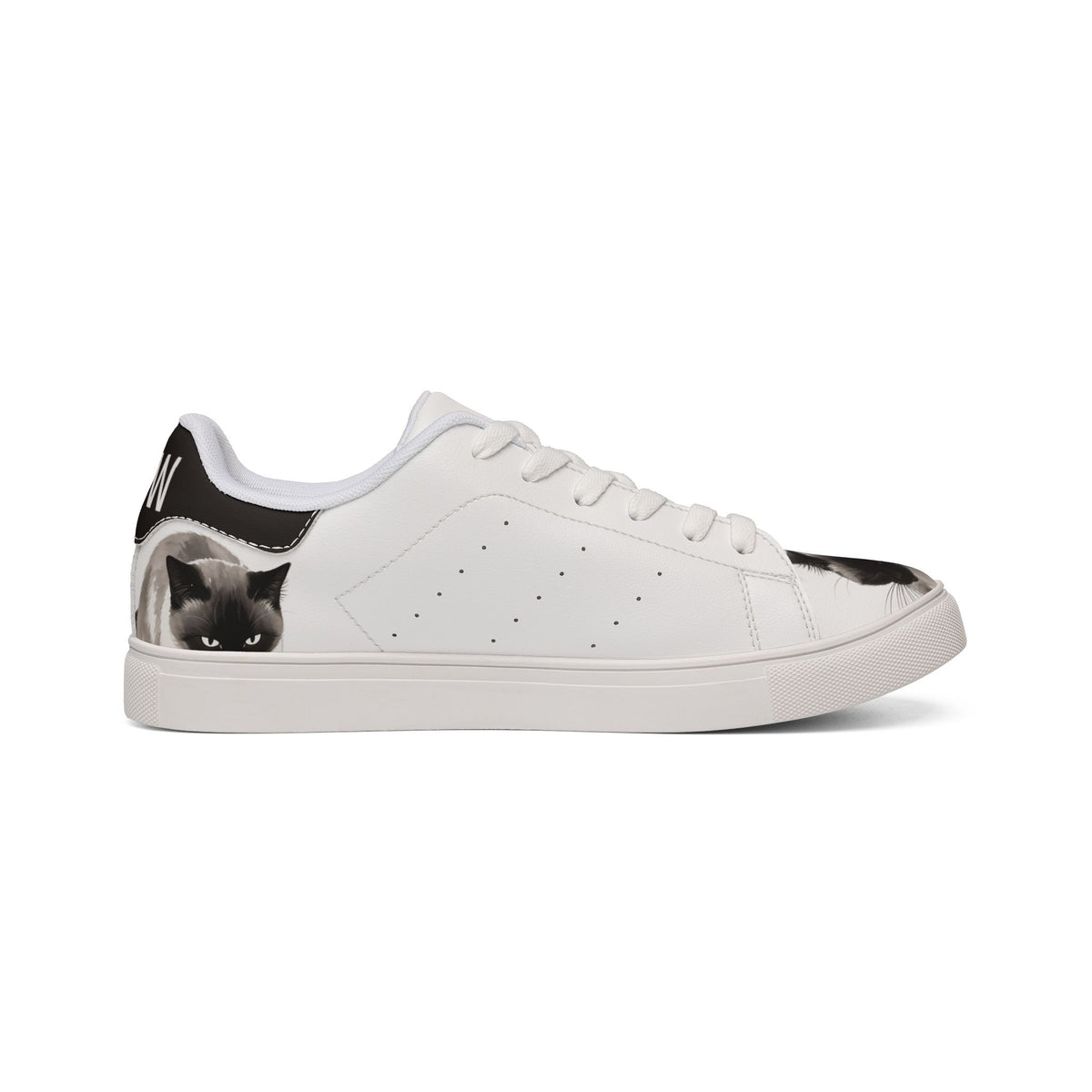 Siamese cat paw print low-top sneakers, white