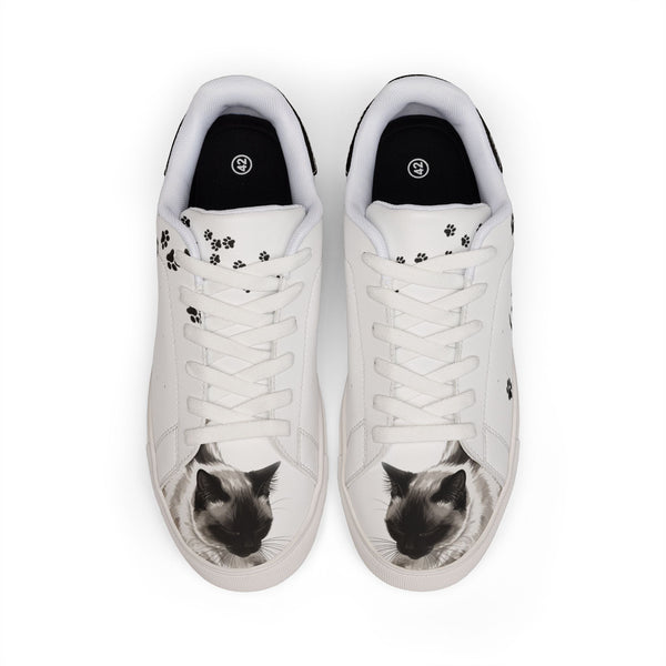 Siamese Cat & Paw Print Low-Top Sneakers