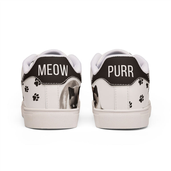Siamese Cat & Paw Print Low-Top Sneakers