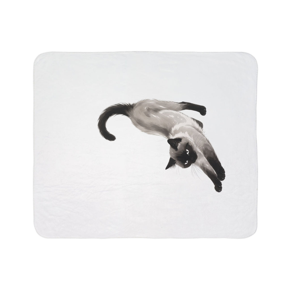 Siamese Cat Fleece Sherpa Blanket 50" x 60" with a Scarlight X Siamese cat design