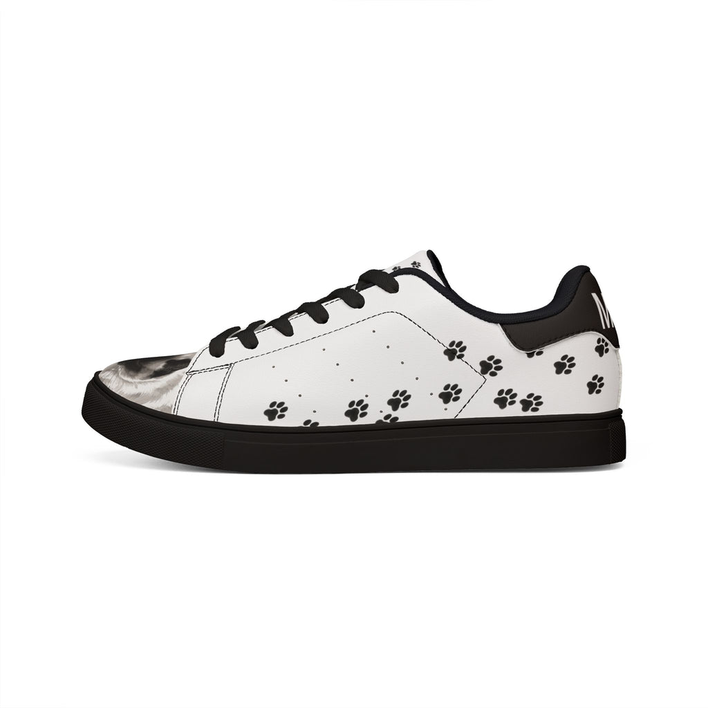 Siamese cat paw print low-top sneakers, black
