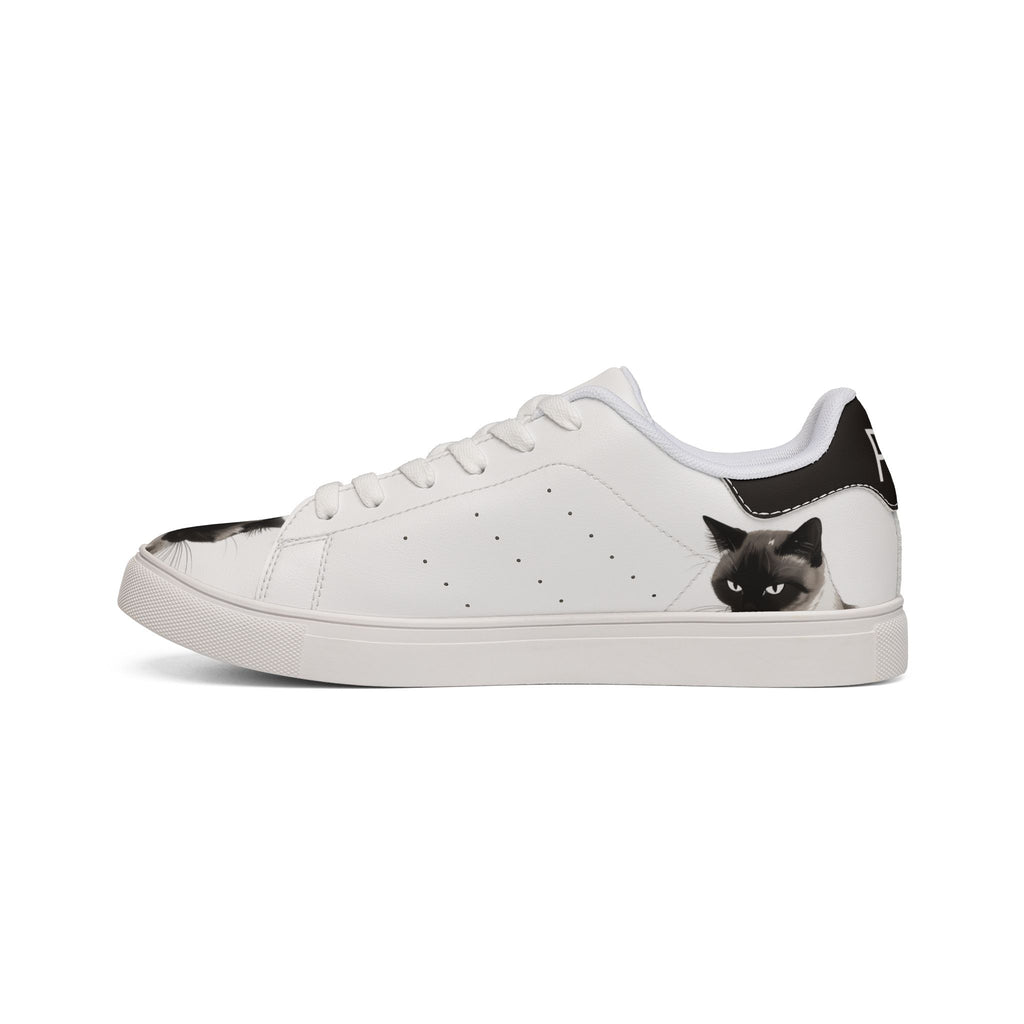 Siamese cat paw print low-top sneakers, white