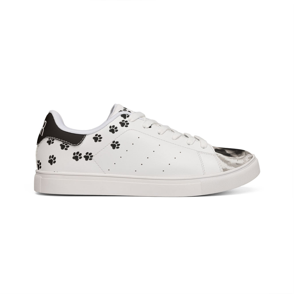 Siamese cat paw print low-top sneakers, white