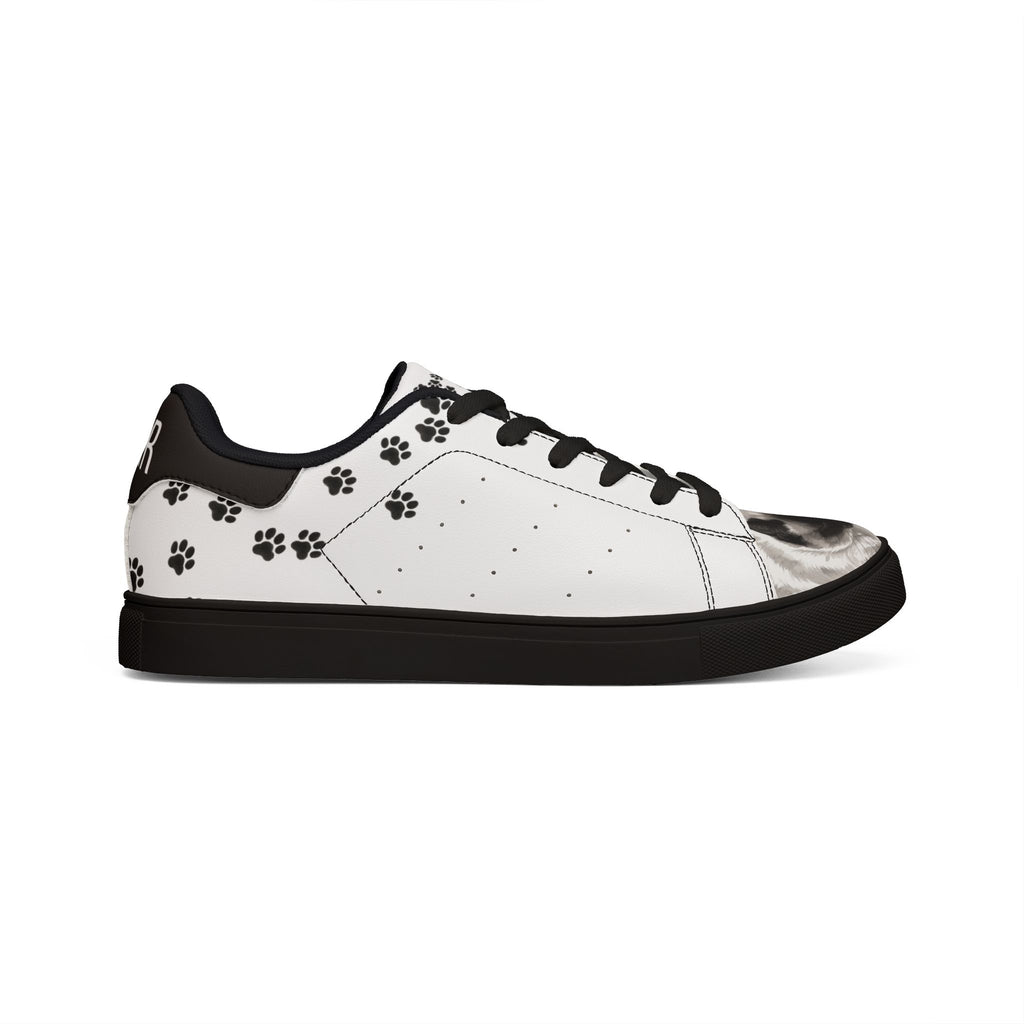 Siamese cat paw print low-top sneakers, black