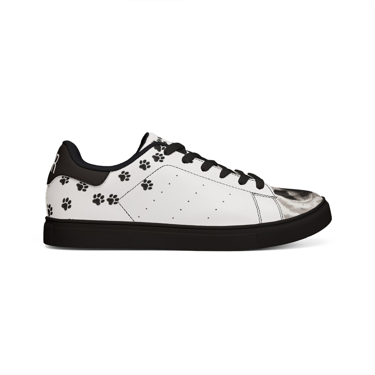 Siamese cat paw print low-top sneakers, black
