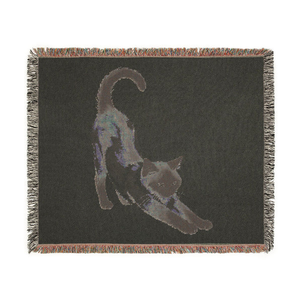 Siamese Cat Woven Blanket, Cotton Tapestry Throw Cat Lover Gift 60x50