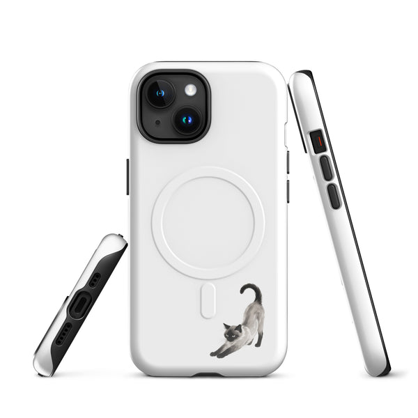Stretching Siamese Cat Tough Magnetic Phone Case for iPhone, Matte