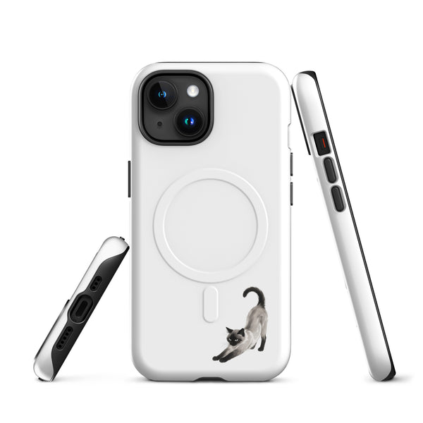 Stretching Siamese Cat Tough Magnetic Phone Case for iPhone, Matte