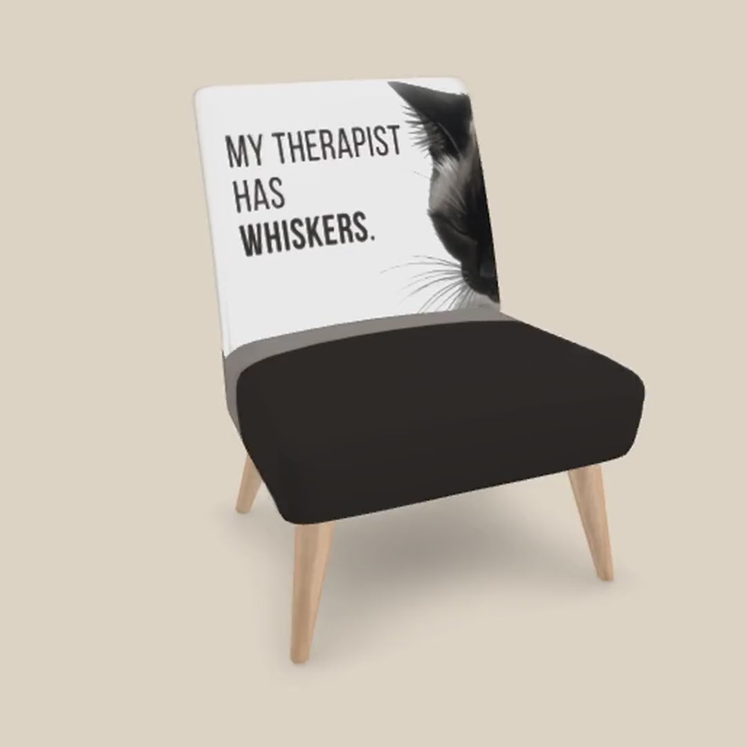 Siamese cat My Therapist Has Whiskers occasional chair, 360 spin