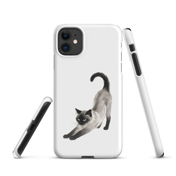 Stretching Siamese Cat Snap Phone Case for iPhone