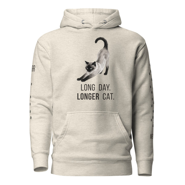 Long Day, Longer Cat Siamese Cat Hoodie — Cozy Cat Lover Pullover