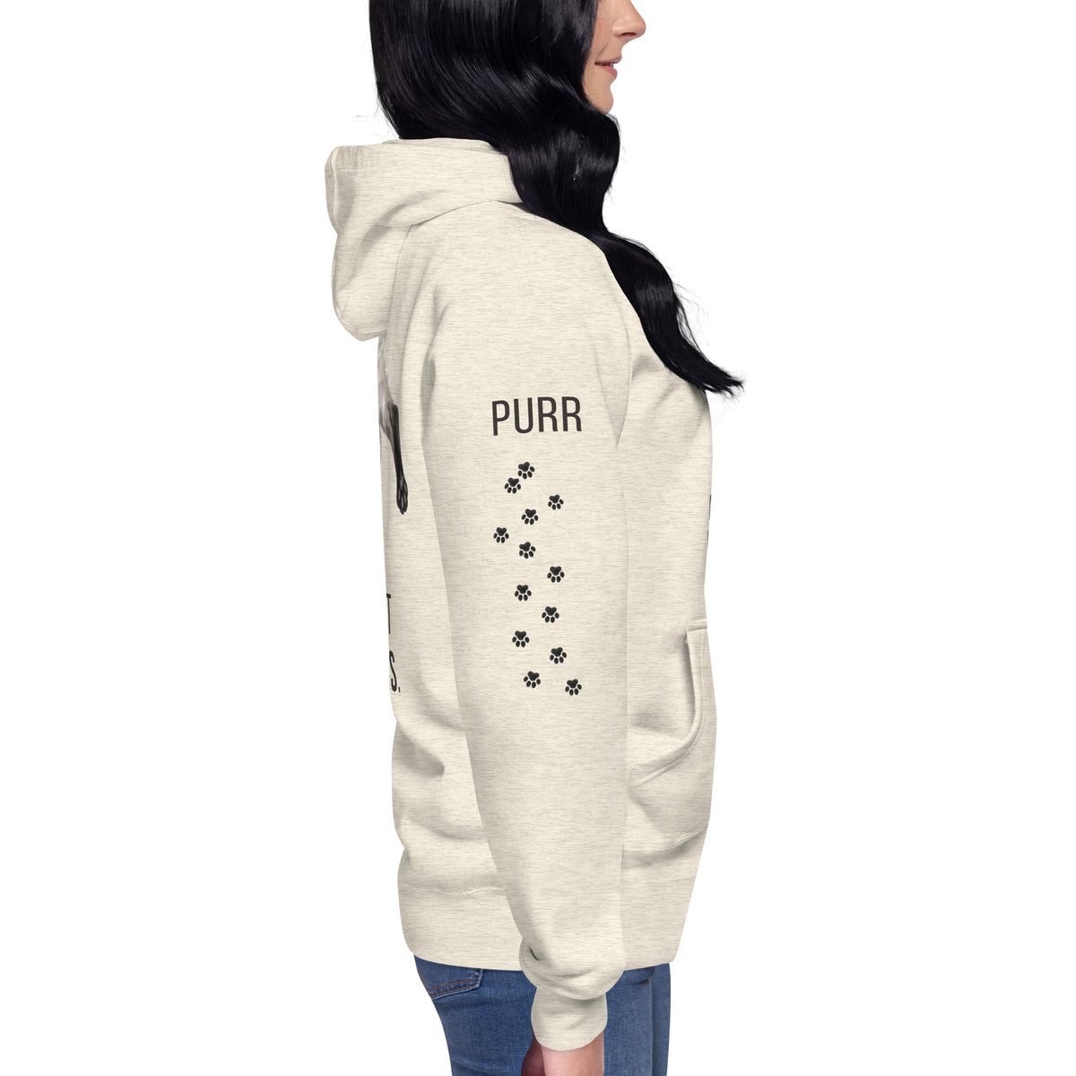 My Therapist Has Whiskers Siamese Cat Hoodie, right, Oatmeal Heather