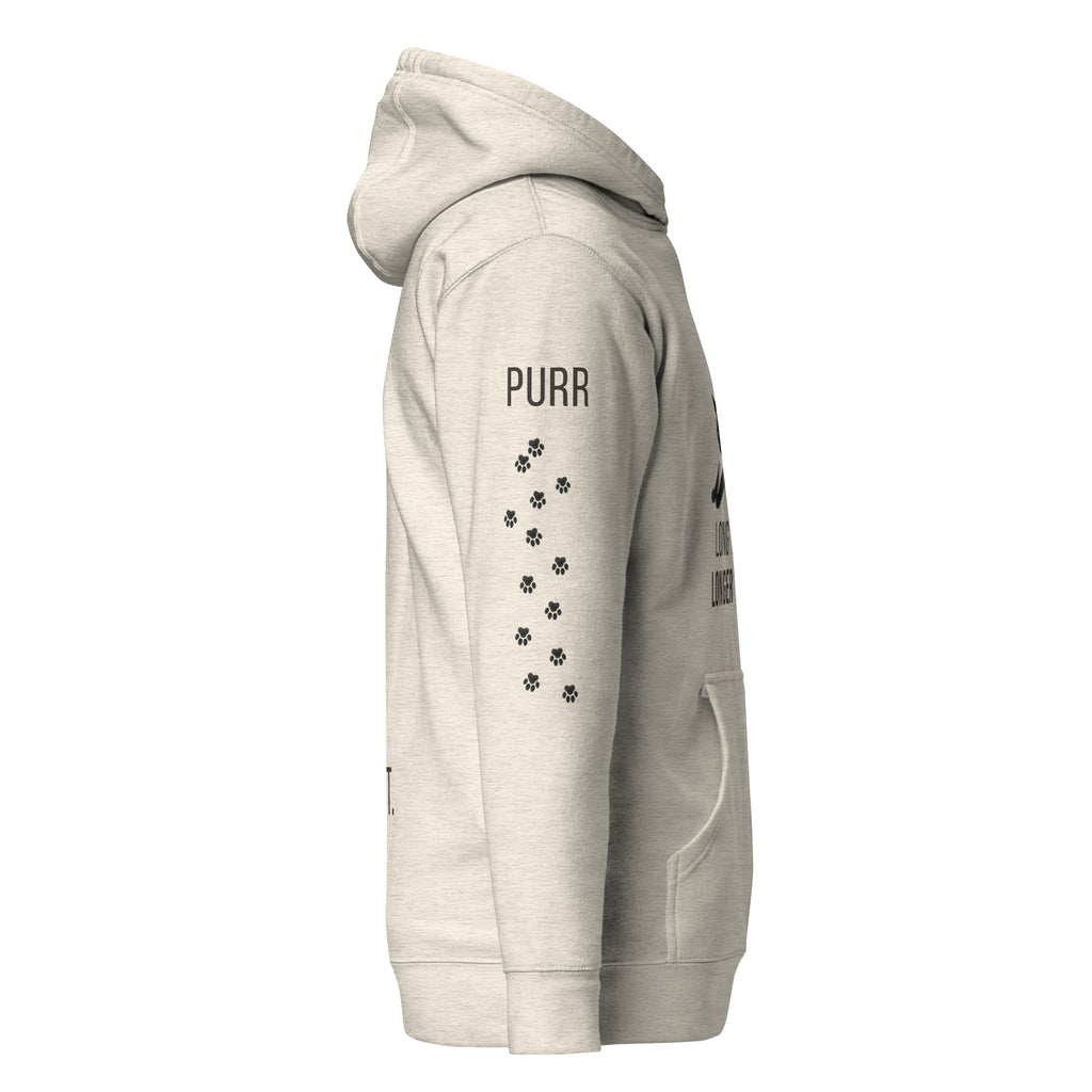 Long Day, Longer Cat Siamese Cat Hoodie, Oatmeal Heather, right view
