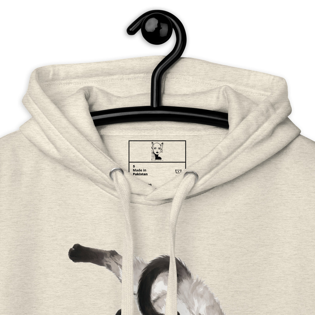 My Therapist Has Whiskers Siamese Cat Hoodie, close-up, Oatmeal Heather