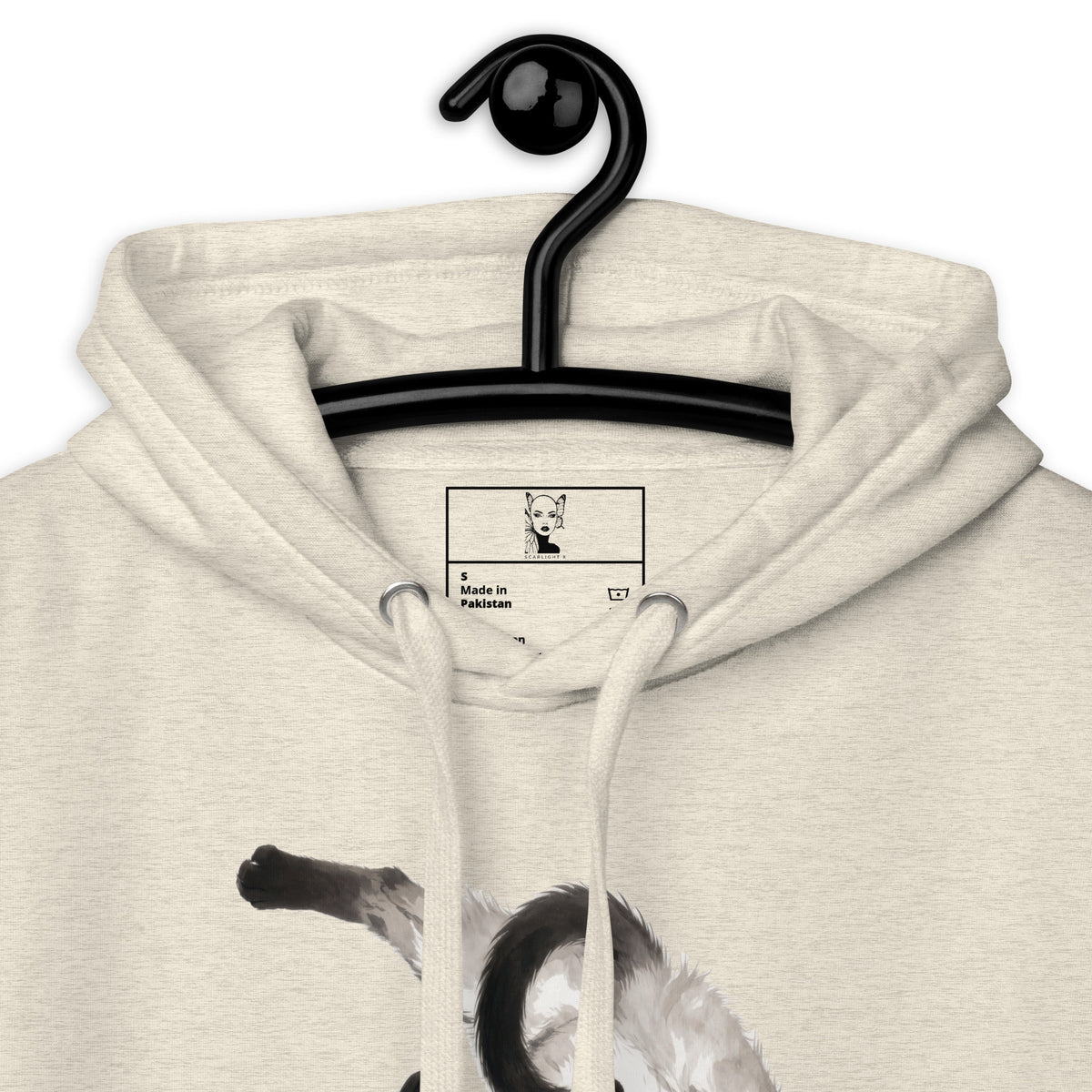 My Therapist Has Whiskers Siamese Cat Hoodie, close-up, Oatmeal Heather