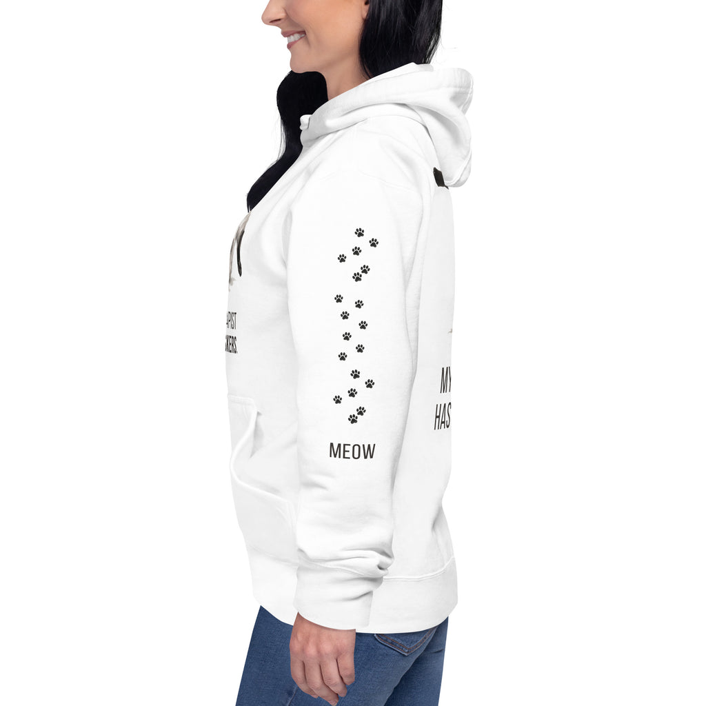 My Therapist Has Whiskers Siamese Cat Hoodie, left, White