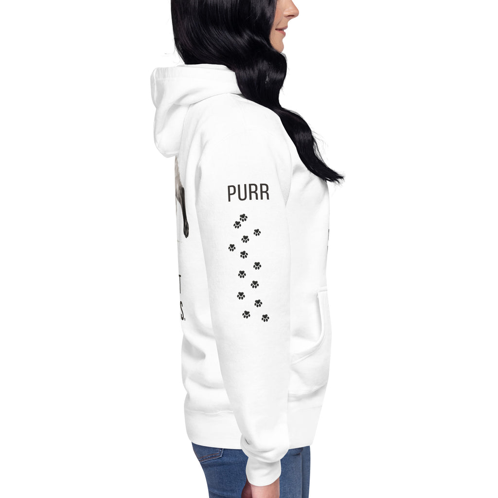 My Therapist Has Whiskers Siamese Cat Hoodie, right, White